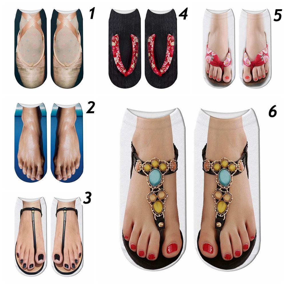Vớ Cotton Mềm Cổ Thấp In Họa Tiết Múa Ba Lê 3D Cho Nam Nữ