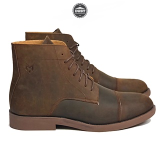 Giày cao cổ nam da bò sáp ngựa điên cao cấp bụi bặm Captain Boots Mad Brown