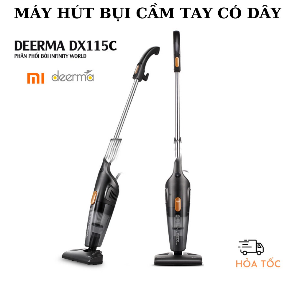 CHÍNH HÃNG - Máy Hút Bụi CẦM TAY - CÓ DÂY Deerma DX115C - Kèm 3 đầu nối thay thế - Fullbox