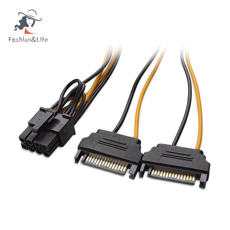 Set 1 / 5 Cáp Video 15pin Sata Sang Pcie 8pin (6 + 2) Dài 18cm