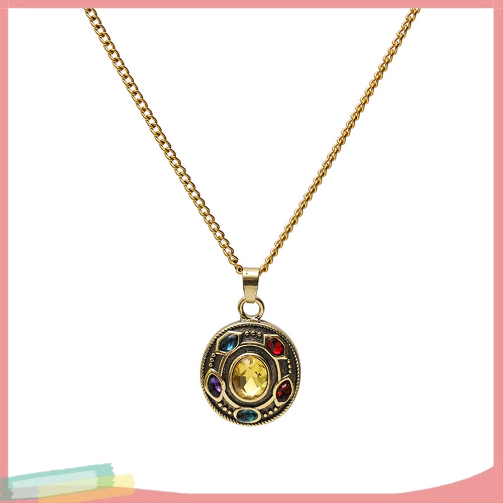 Vòng cổ Hợp Kim Trang Trí Mặt Đá Tròn In Hình Thanos Thời Trang