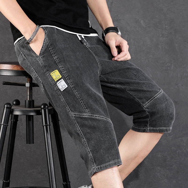 Quần short jean lửng dáng mỏng cỡ lớn thời trang mùa hè giản dị cho nam