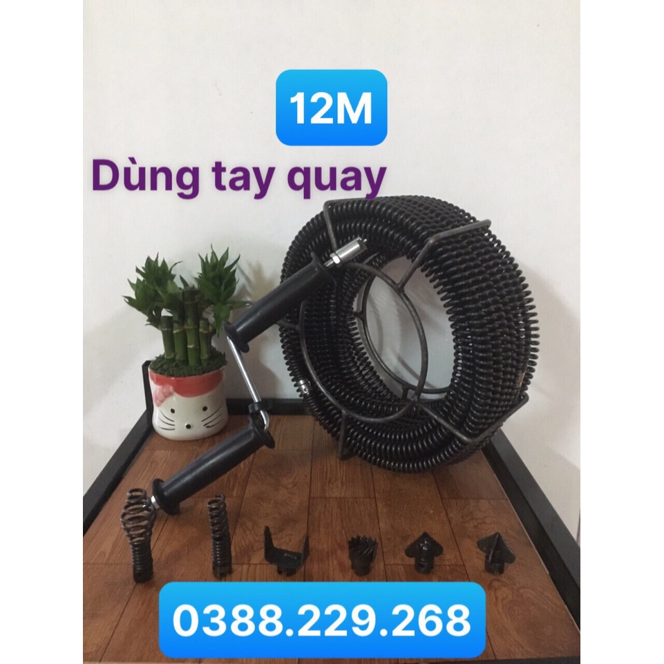 dây thông tắc cống 6M dùng tay quay kèm phụ kiện , dây thông cống , dây thông tắc vệ sinh , thông bồn cầu , dây lò xo