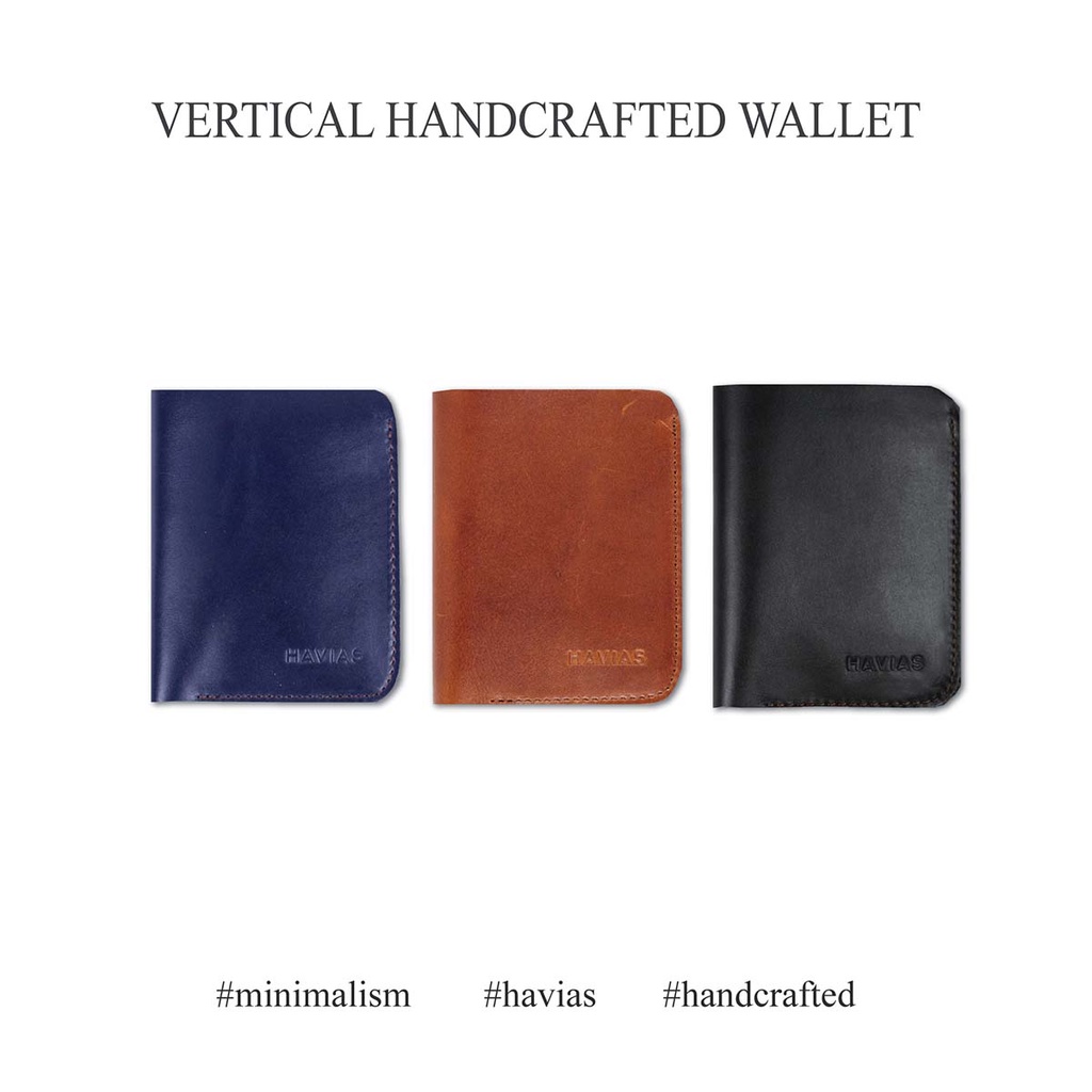 Ví Da Đứng Vertical Handcrafted Wallet HAVIAS - Xanh Navy