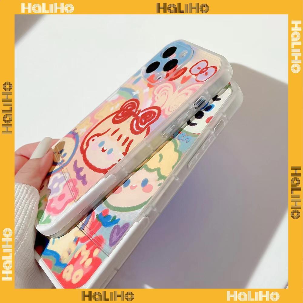 iPhone Case Silicone Soft Case Clear Case Folding Stand Shockproof Protection Camera Graffiti Cartoon Cute Compatible For iPhone 11 iPhone 13 Pro Max iPhone 12 Pro Max 7Plus xr