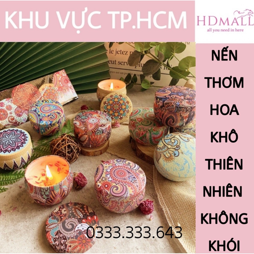 Nến Thơm Phòng Hoa Khô Thiên Nhiên Không Khói Cao Cấp Giúp Thư Giãn