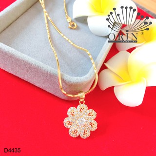 Dây chuyền dạng mì xoắn mặt hoa nhỏ 7 cánh xoáy nhẹ đính đá thiết kế cao cấp Orin D4435