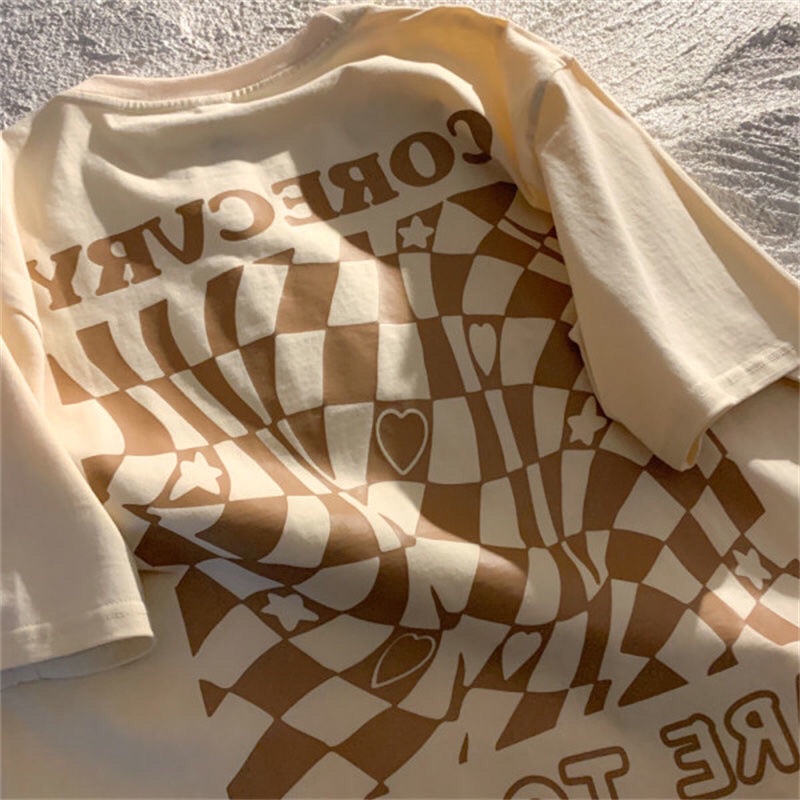 Áo phông form rộng kẻ caro unisex 100% cotton