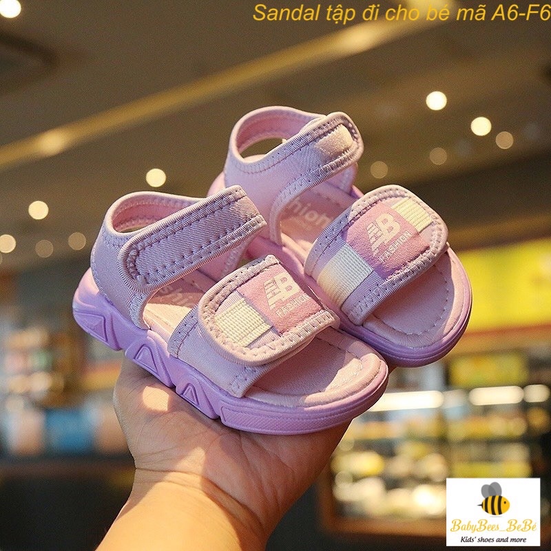 Sandal tập đi cho bé trai, bé gái a6 f6- dép quai hậu dán bé  - đen, ghi, hồng