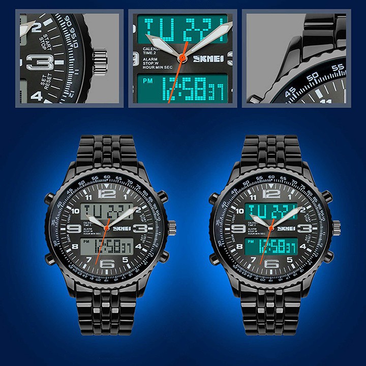 Đồng hồ nam SKMEI 1032 Mặt tròn dây thép đúc không gỉ Bán lẻ giá sỉ