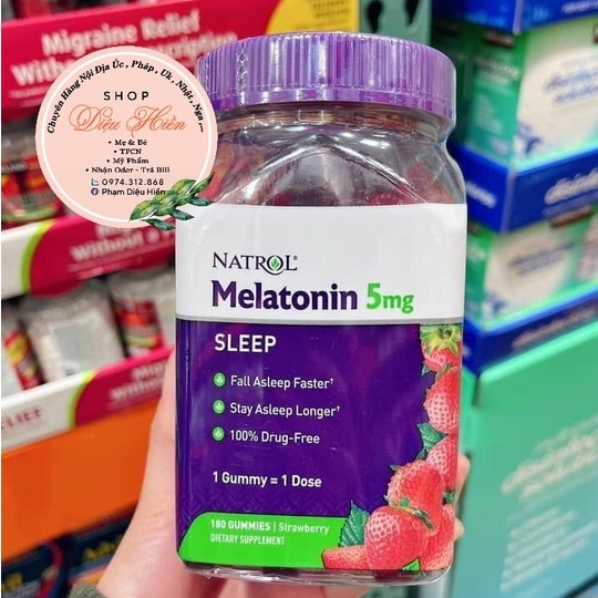 Kẹo dẻo hỗ trợ giấc ngủ Natrol Gummies melatonin 10mg