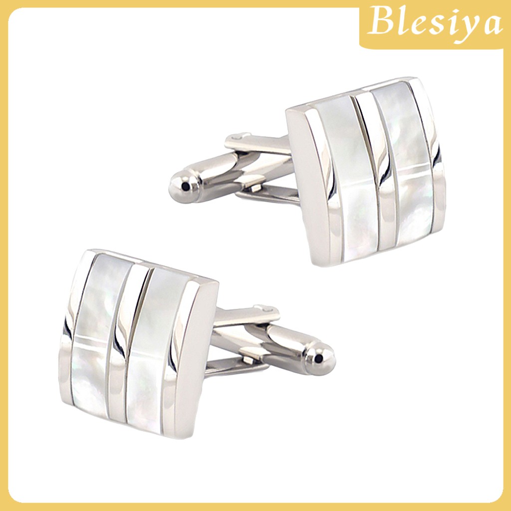 [Blesiya] Khuy Măng Sét Trắng Hình Chữ Nhật Thời Trang Cho Nam