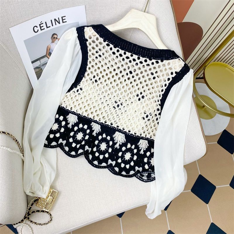 Áo Dệt Kim Tay Dài Vải Chiffon Thời Trang Thu Hè Cho Nữ