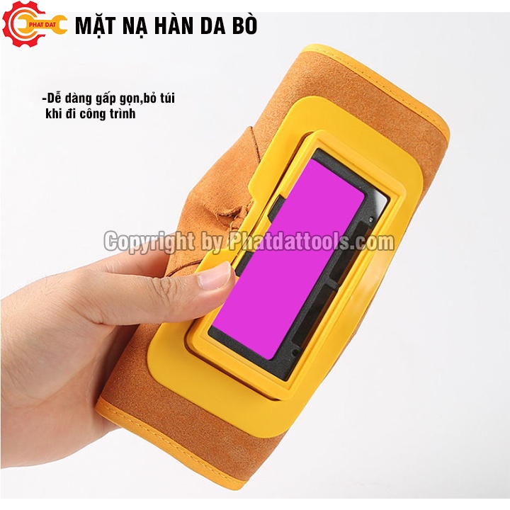Mặt Nạ Hàn Điện Tử Da Bò-Có thể tháo rời thành kính hàn-Chất lượng