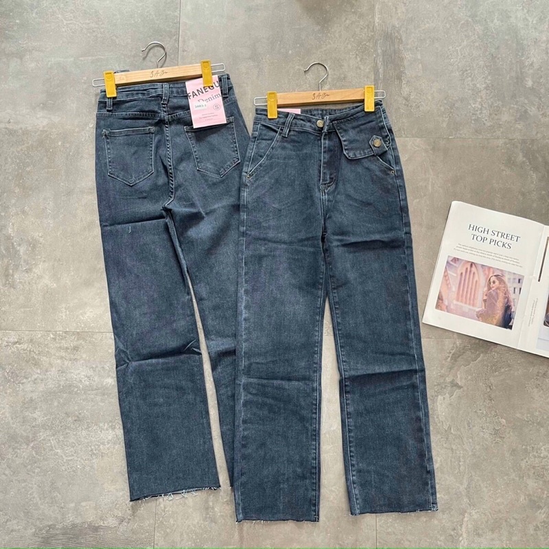 QUẦN JEAN ỐNG ĐỨNG PHỐI TÚI NẮP FANEGU