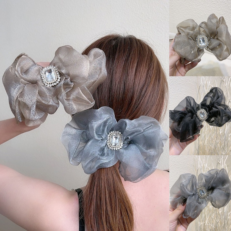 Kẹp Tóc Hình Nơ Lớn Bằng Vải Organza Phong Cách Pháp Thanh Lịch Dành Cho Nữ