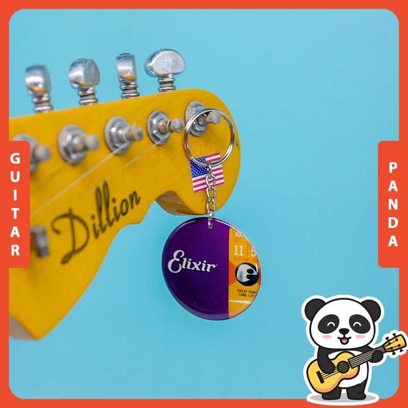 Móc Khóa Dây Đàn Guitar Elixir Cá Tính Xinh Xắn Guitar Panda