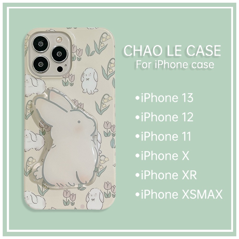 Ốp lưng iphone chống sốc cho iphone 12 pro 13 pro max cứng ốp lưng iphone 11 xs max xr x / xs vỏ điện thoại thỏ hoạt hình hoa tulip