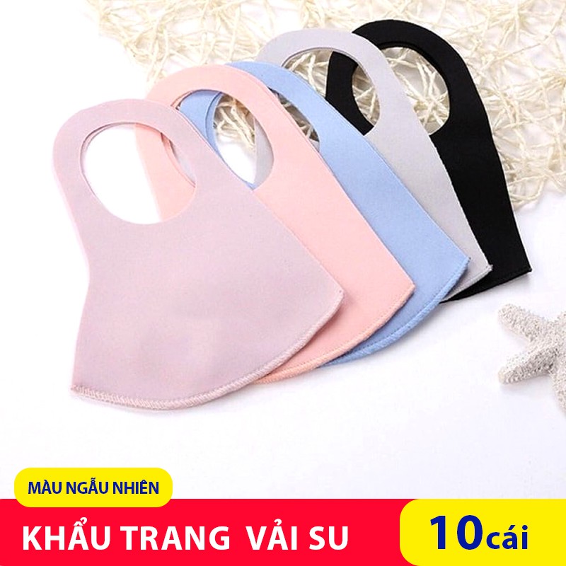 Túi 10 Khẩu trang vải su phong cách Hàn Quốc có thể giặt tái sử dụng nhiều lần màu sắc ngẫu nhiên