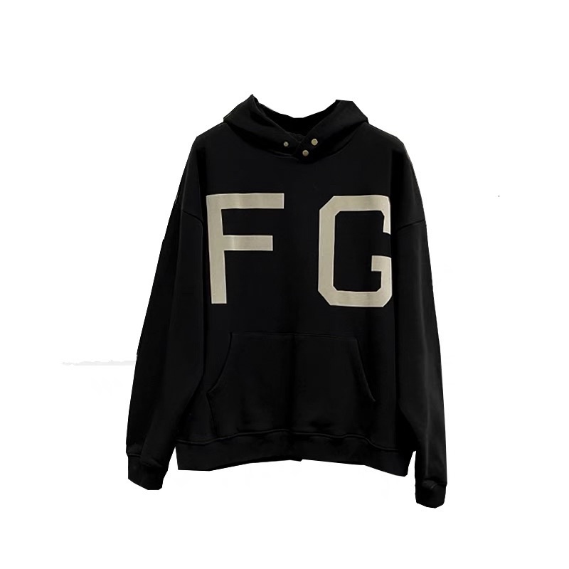áo khoác hoodie có nút bấm ở nón in FG
