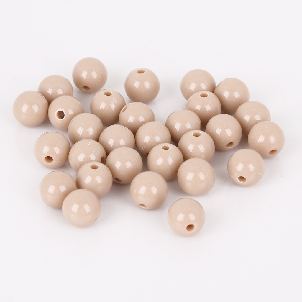 Bộ 50 hạt nhựa acrylic tròn lỗ xỏ lớn 10mm dành cho làm trang sức