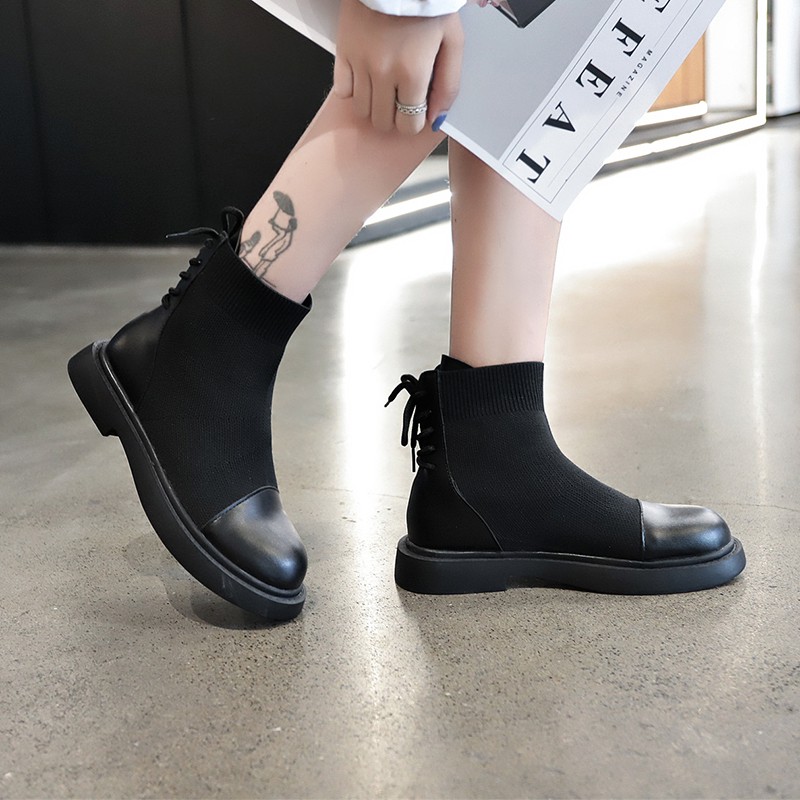 Boot Nữ Da phối Thun Ôm Chân Cá Tính Siêu chất MBS331 - Seun Shoes | BigBuy360 - bigbuy360.vn