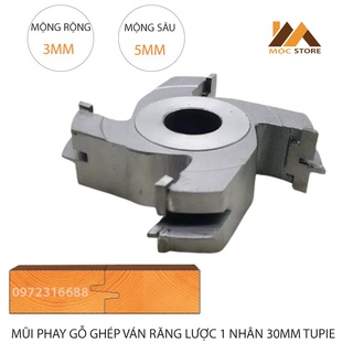 Mũi soi gỗ ghép ván răng lược 1 nhân 30mm tupie - mũi phay gỗ âm dương trục đứng - trục 25.4mm hoặc 30mm