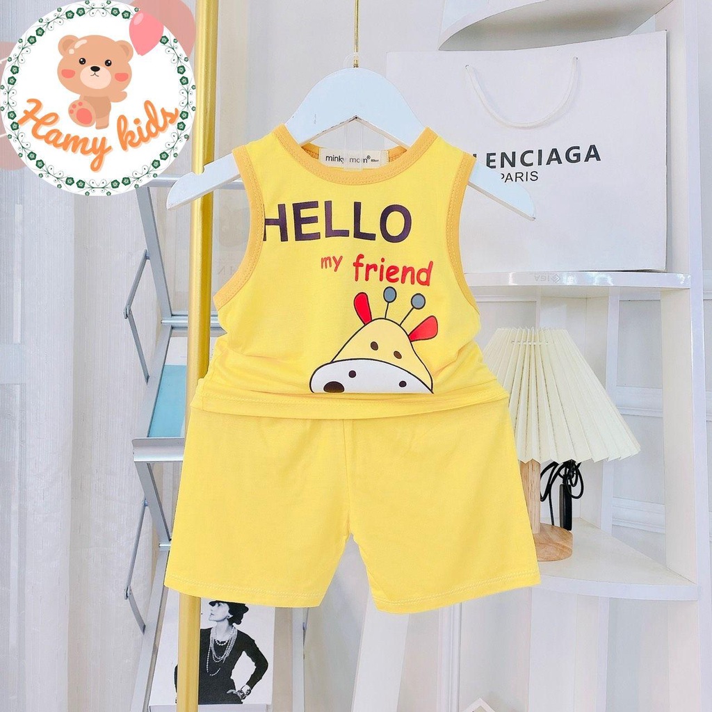 Đồ Bộ Ba Lỗ Minky Mom Chính Hãng Vải Thun Lạnh Cho Bé Trai Bé Gái Từ 0-5 Tuổi Dưới 20kg Hình Sư Tử Thỏ Hươu - Hamykids