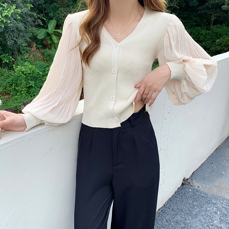 Áo khoác cardigan ngắn chất liệu chiffon thời trang thu đông cho nữ