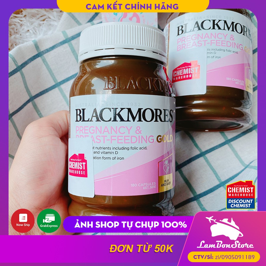 [Tem CHEMIST]Date 2023, Vitamin tổng hợp Blackmores Pregnancy Breast-Feeding Gold 180 viên - Úc