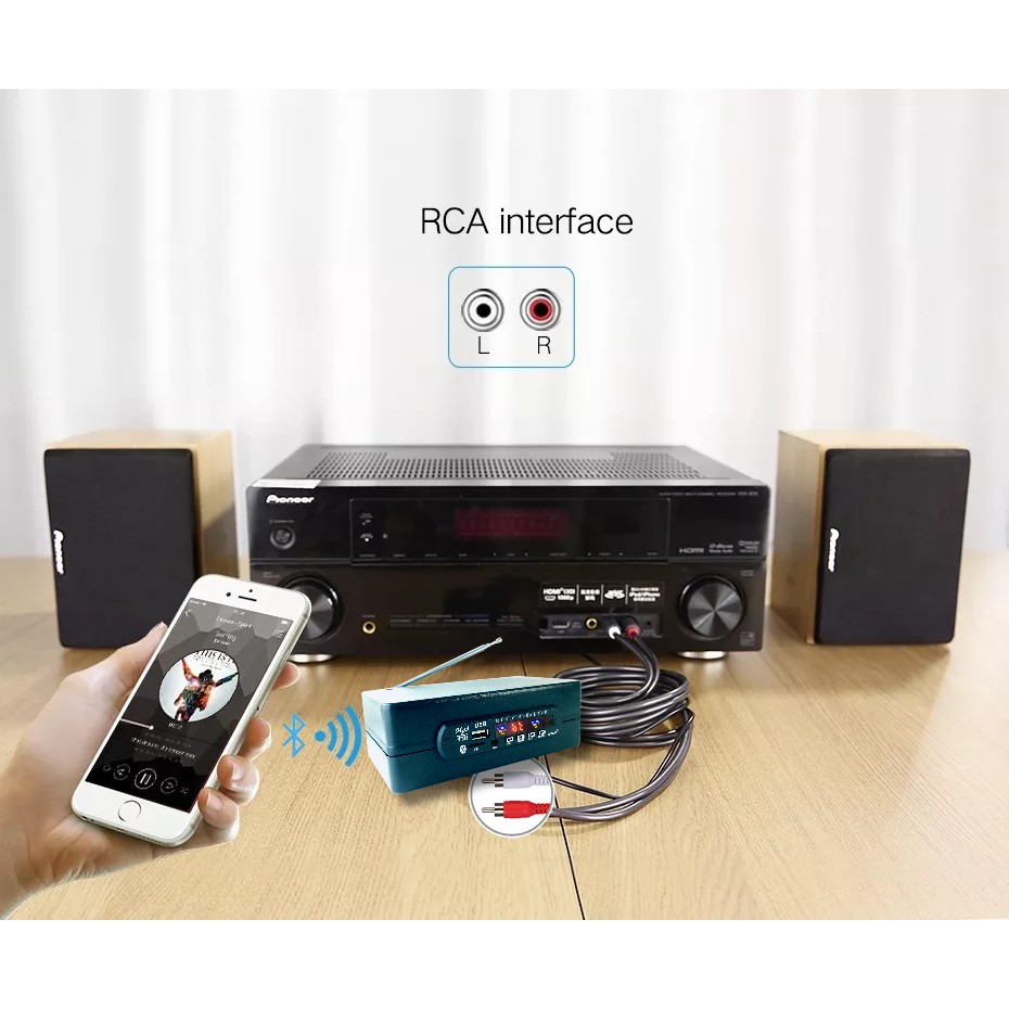 Bộ Thu Tín Hiệu Bluetooth 5.0 (v3.5) AMITECH Chip Giải Mã Âm Thanh Chất Lượng Cao, Nghe đài FM, Nghe Nhạc Từ Thẻ Nhớ/USB