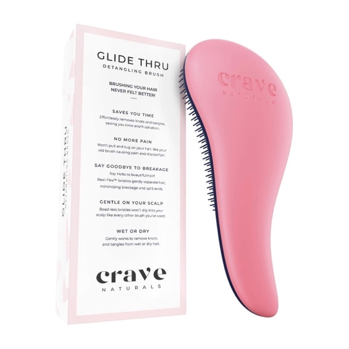 Lược gỡ rối khô ướt dành cho mọi loại tóc bé và mẹ đều thích Crave Naturals Glide Thru Detangling Brush USA