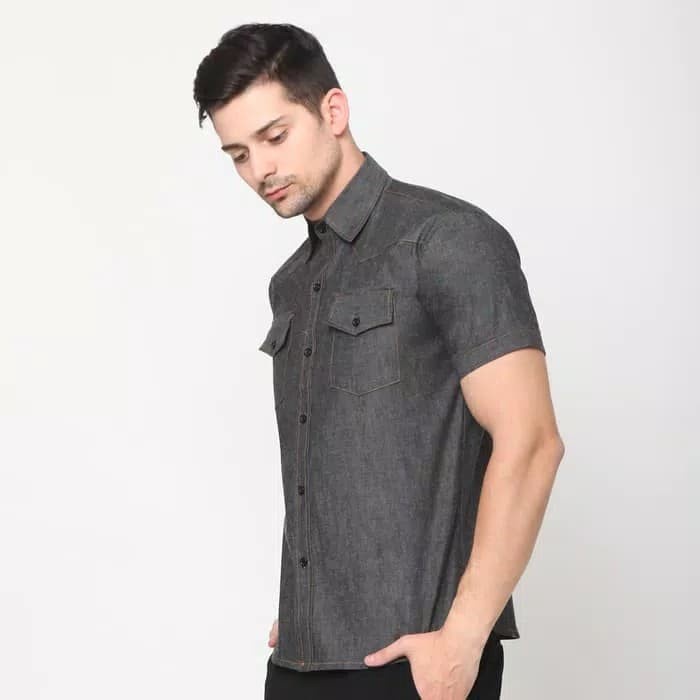 Áo Sơ Mi Denim Ngắn Tay Mẫu 2022 Thời Trang Cá Tính Cho Nam
