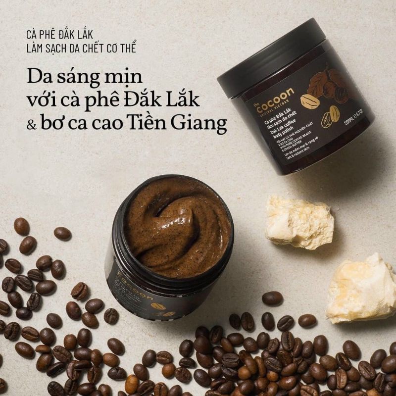 Tẩy Tế Bào Chết Body Cocoon Cafe Đăk Lăk Giúp Da Trắng Sáng Mịn Màng 200ml.