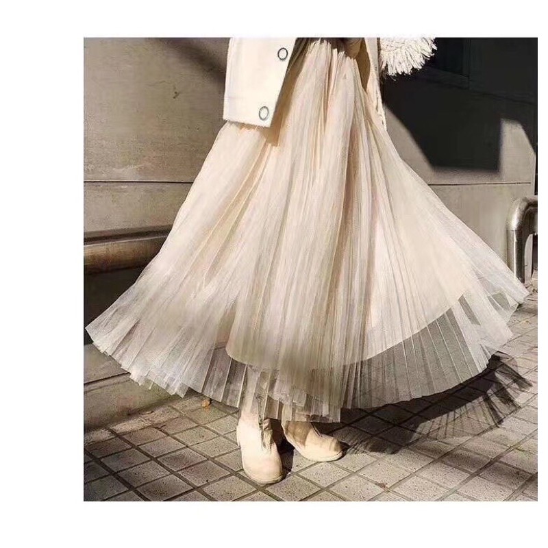 CHÂN VÁY MIDI LƯỚI CẠP CHUN BỒNG BỀNH HÀNG QUẢNG CHÂU MS14200