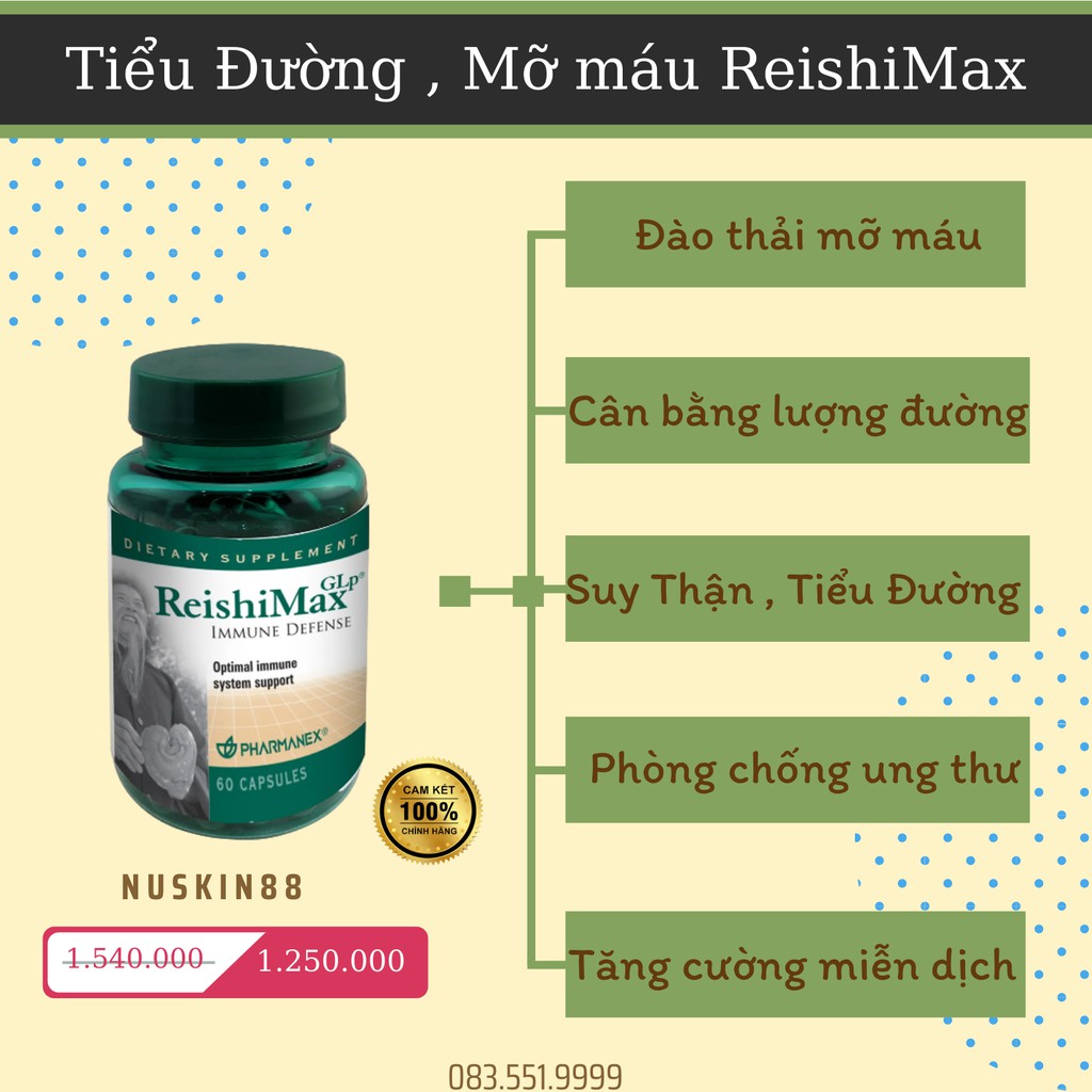 Nuskin REISHIMAX - Tiểu Đường , Suy Thận , Cao Huyết Áp