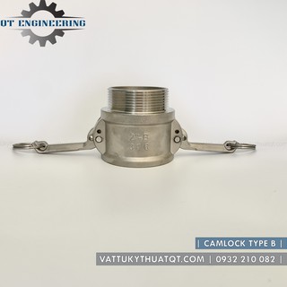 Khớp nối nhanh Camlock INOX 304 | Kiểu B |  DN15,DN20,DN25 (Phi 21,27,34) [VATTUKYTHUATQT.COM]