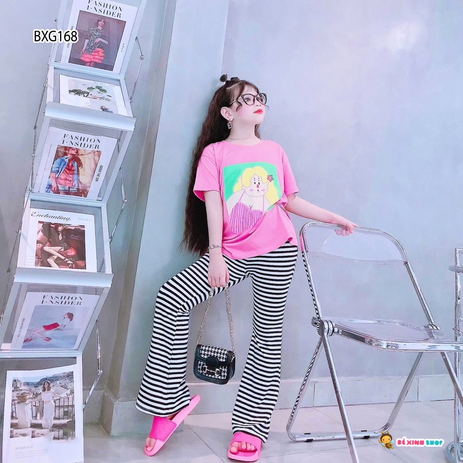 Set đồ bé gái quần ống loe dễ thương cho bé gái BXG167 2,3,4,5,6,7,8,9,10,11,12,13,14,15,16 tuổi