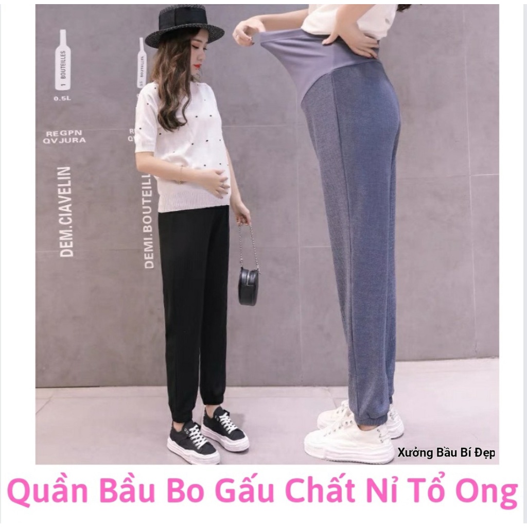 Quần Bầu Chất Nỉ TỔ ONG bo gấu dáng Jogger mềm mại quần có chun chỉnh QB1388