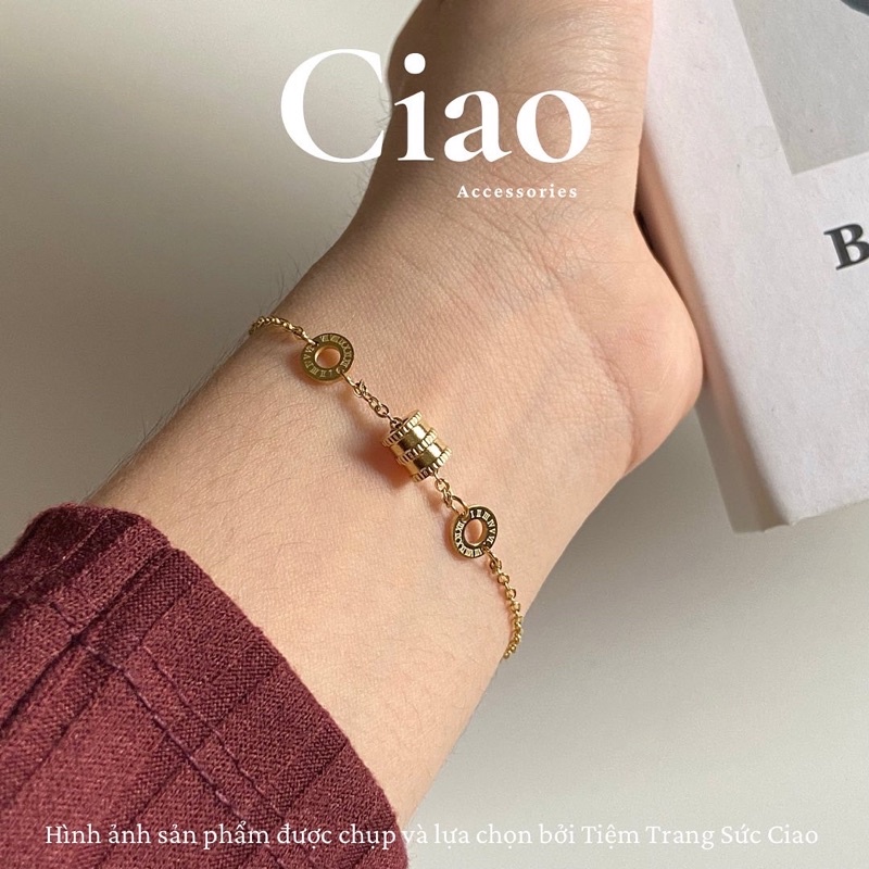 Vòng tay/ Lắc tay nữ titan không gỉ thiết kế hạt charm la mã Felicity Ciao