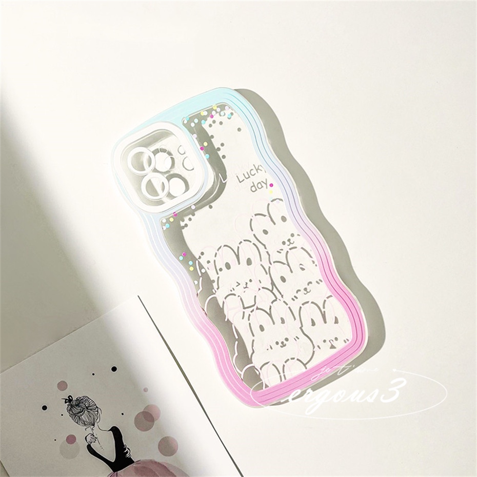 Ốp Điện Thoại Mềm Họa Tiết Thỏ Gợn Sóng Đơn Giản Cho iPhone 14 13 12 11 Pro Max SE2020 X XR Xs Max 7 8 Plus