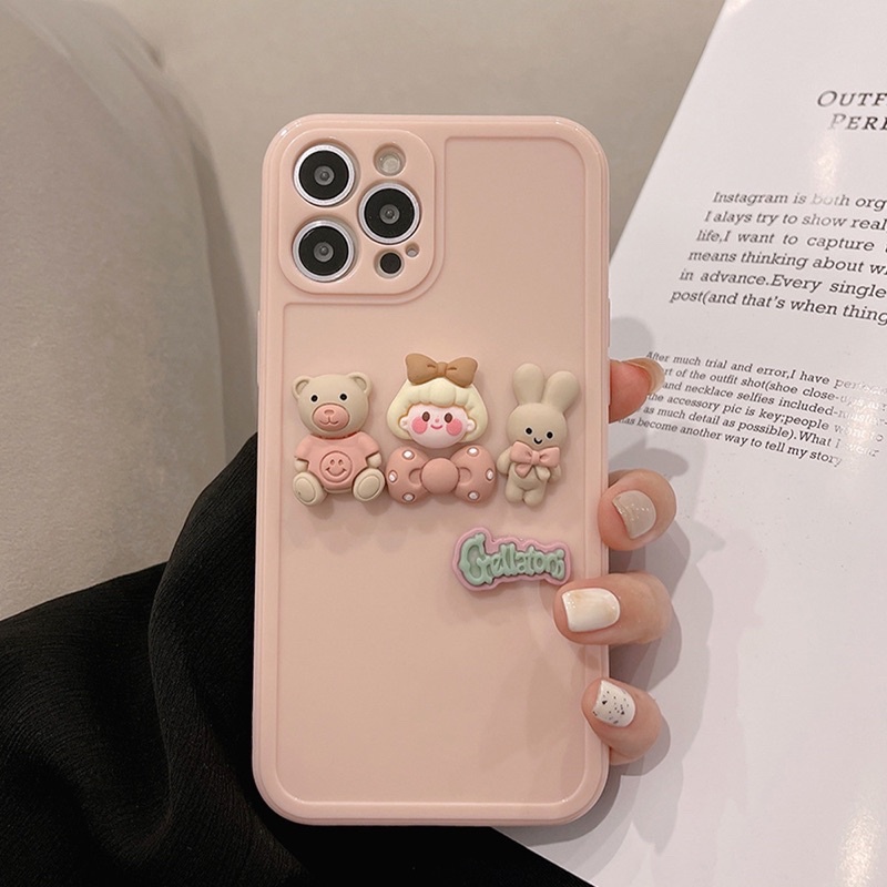 (SIÊU RẺ) Ốp lưng iphone hồng gấu thỏ cô gái nổi 6/6plus/6s/6splus/7/7plus/8/8plus/x/xr/xs/11/12/13/pro/max/plus/promax