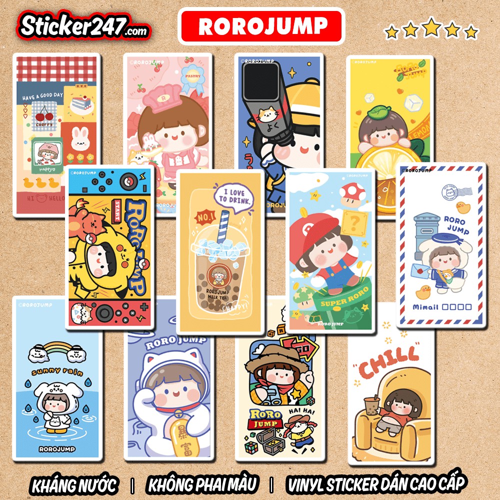 Sticker Roro Jump Cute 𝑭𝒓𝒆𝒆𝒔𝒉𝒊𝒑 chống nước, sticker dán laptop, điện thoại, đàn guitar, mũ bảo hiểm, vali