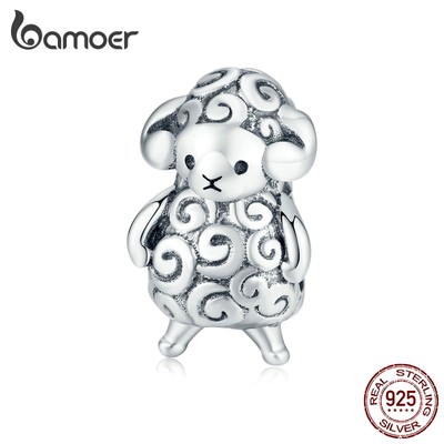 Phụ Kiện Hạt Bamoer BSC187 Bằng Kim Loại Dùng Làm Trang Sức Hình Chú Cừu Con