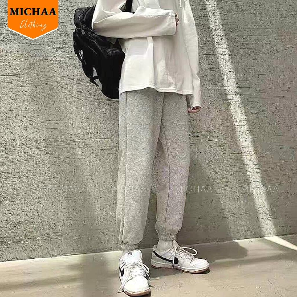 Quần Nỉ JOGGER TRƠN Nữ Basic, Quần Nỉ Da Cá Ống Boom Unisex 2 Màu Siêu Hot MICHAA