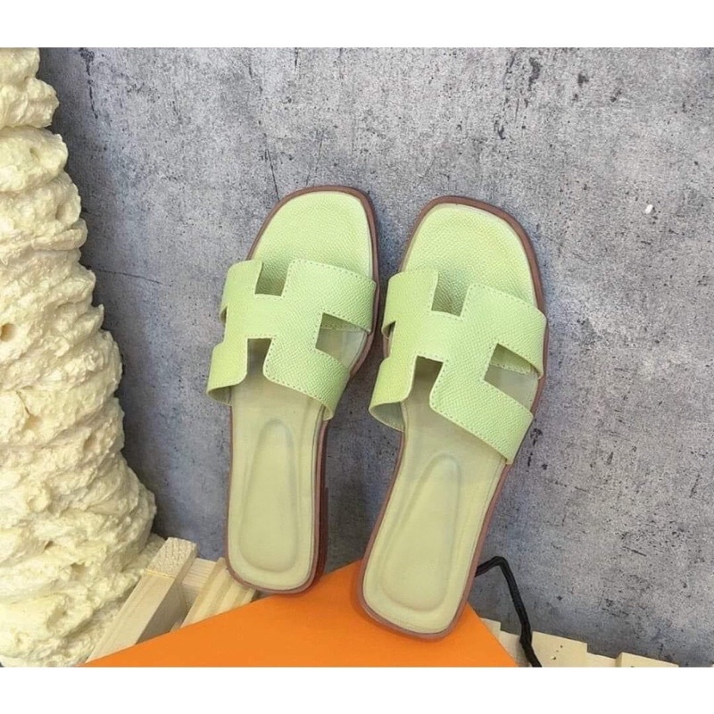 Dép chữ H da sần màu cốm hàng đẹp- Thu Trang Shoes