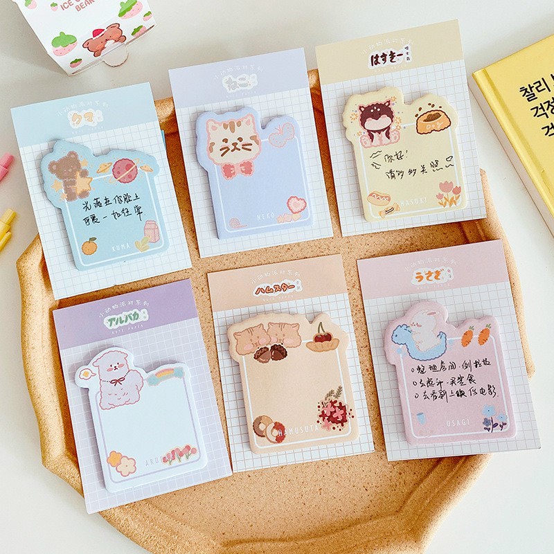 Set 30 Tờ Giấy dán viết ghi chú họa tiết động vật