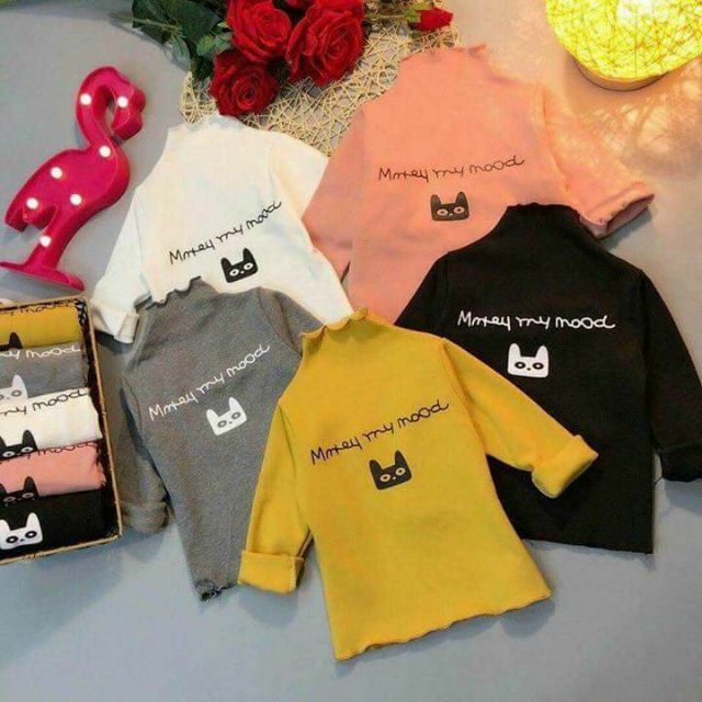 FLASH SALE 3 Áo cotton len cao cổ  cho bé gái (có mẫu bé trai)