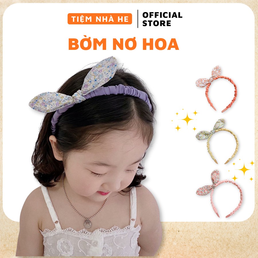 Bờm cài tóc nơ hoa phong cách ulzzang hàn quốc dễ thương cho bé gái