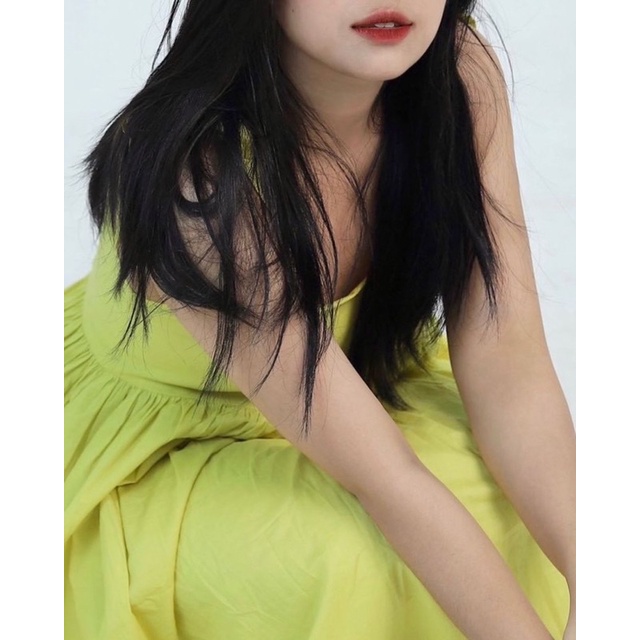 Unleashedvn GRETA AVOCADO SMOOTHIES DRESS - Đầm Greta màu xanh bơ 100% cotton, 2 dây vai thắt nơ, dáng babydoll dài